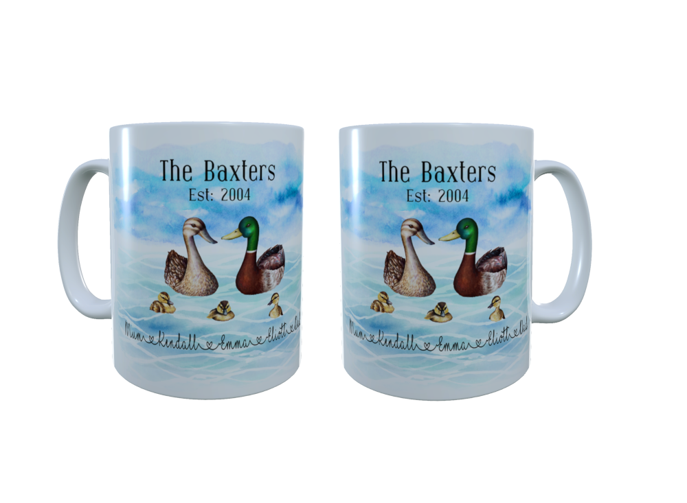 Duck Family Mug, Duck Customised Family Mug, Custom Mug